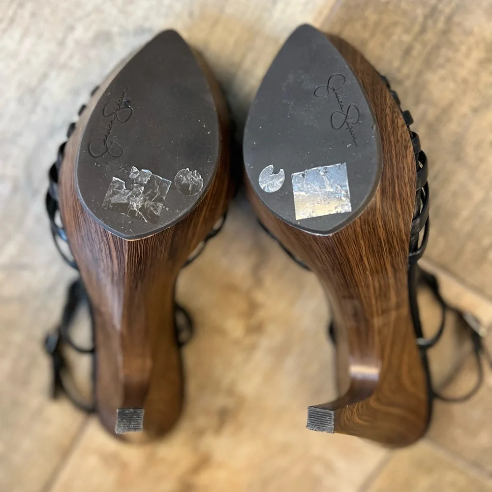 Jessica Simpson Platform Sandal Heels - size 8.5 - Black - Picture 6 of 8